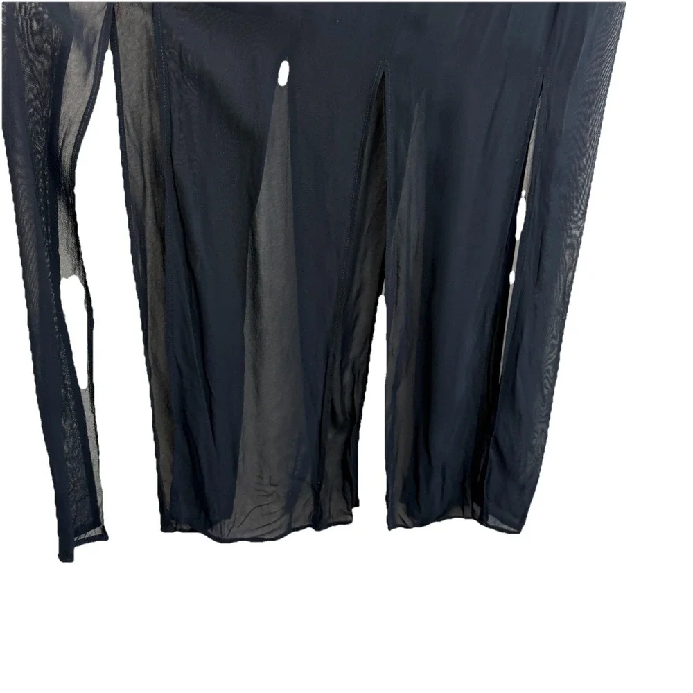 Vintage Tadashi Black Rayon Multi Slit Skirt Womens Size‎ 4 Old Money Mob Wife
